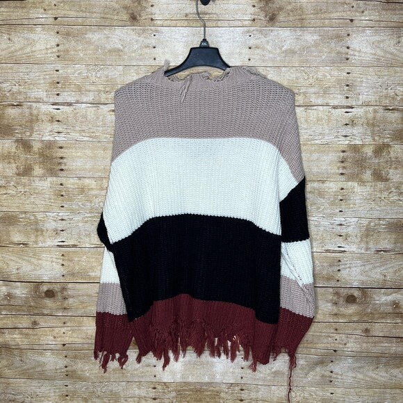 SHEIN CURVE MULTICOLOR LOOSE FIT RAW/FRAYED SHREDDED HEM KNIT SWEATER SIZE 3XL - Picture 2 of 3